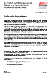 Reinigungshinweise Aluminiumoberfläche